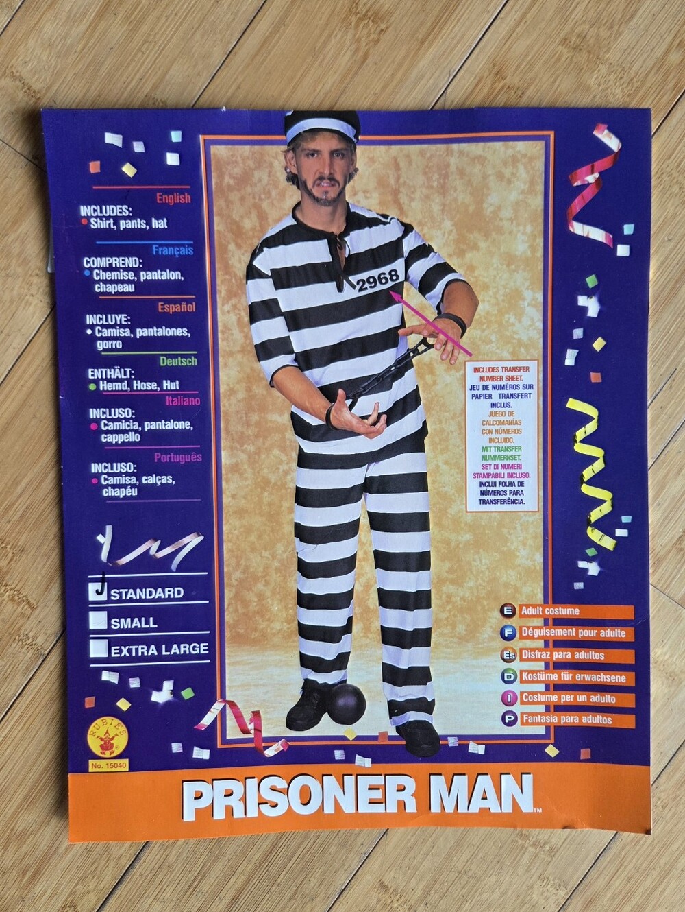 Prisoner Man Adult Halloween Costume - Black & White Stripes